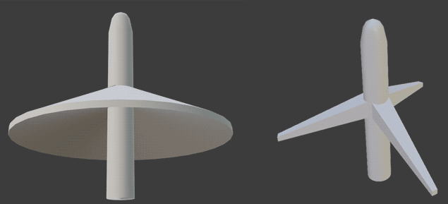 两种四维机翼设计方案（俯视图）