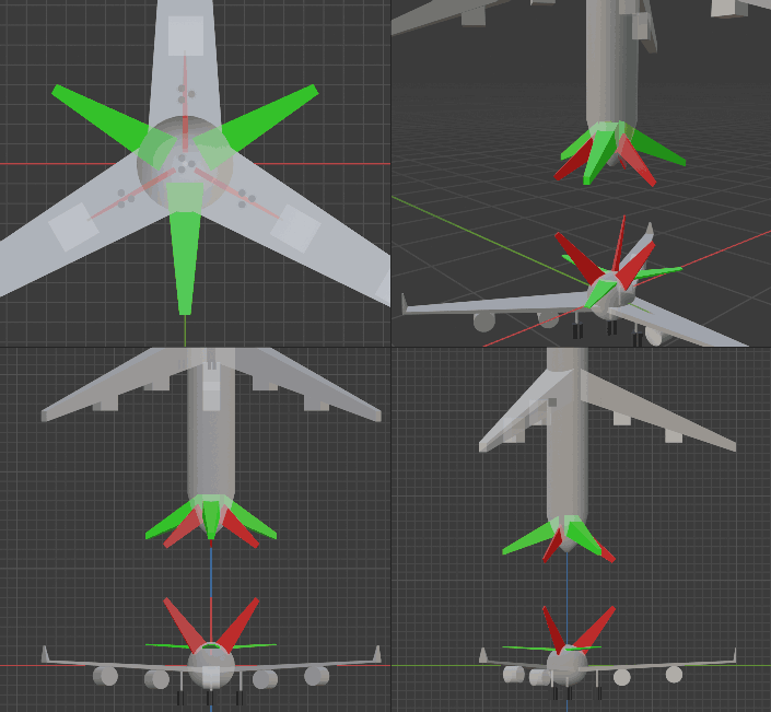 四维飞机的水平安定面与垂直安定面