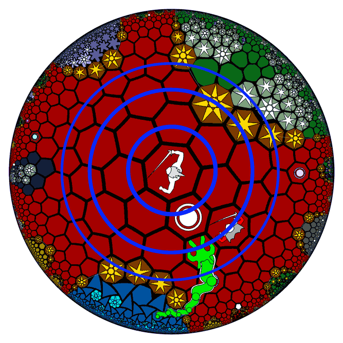 从Hyperrogue游戏中能看出圆的周长与面积均随半径增大而指数级增加