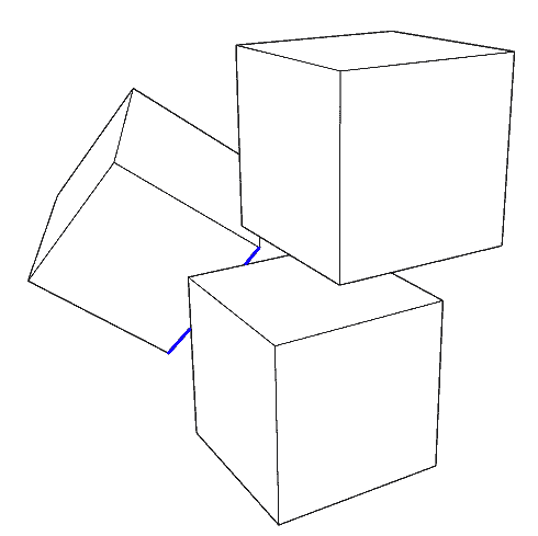 在没有深度缓冲的情况下必须手动计算蓝色线段被前方物体遮挡一分为二的端点坐标
