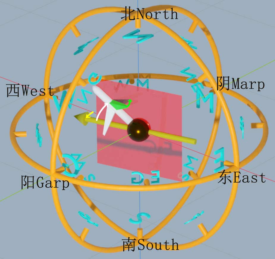 展示三维地面的俯视图:黄色角12度,白色角39度,绿色角28度