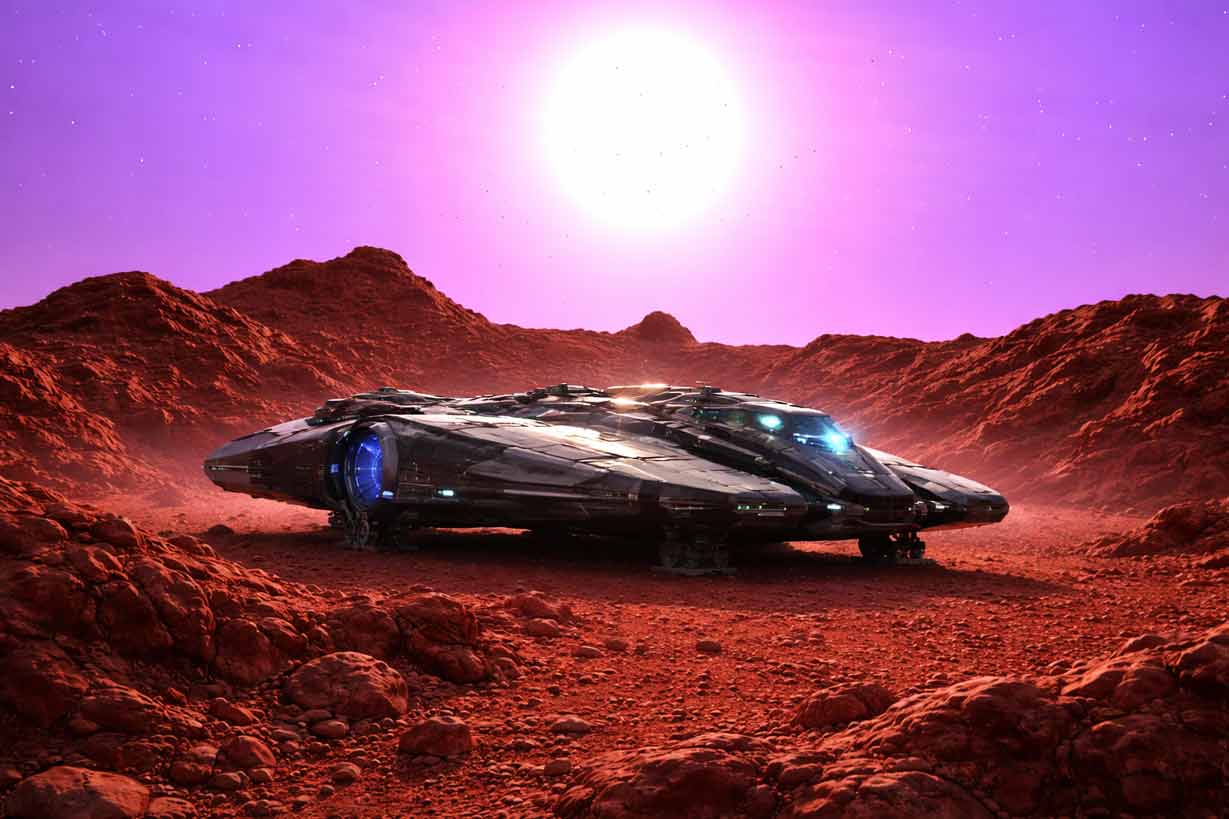 迫降后的飞船与天上出现的“太阳”