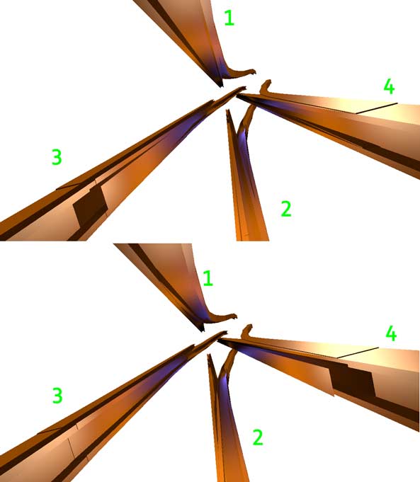 你能说出上下图哪个是直行状态哪个是转弯状态吗？