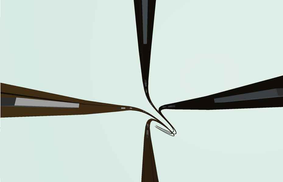 像过山车一样的四维铁路轨道(水平截面)